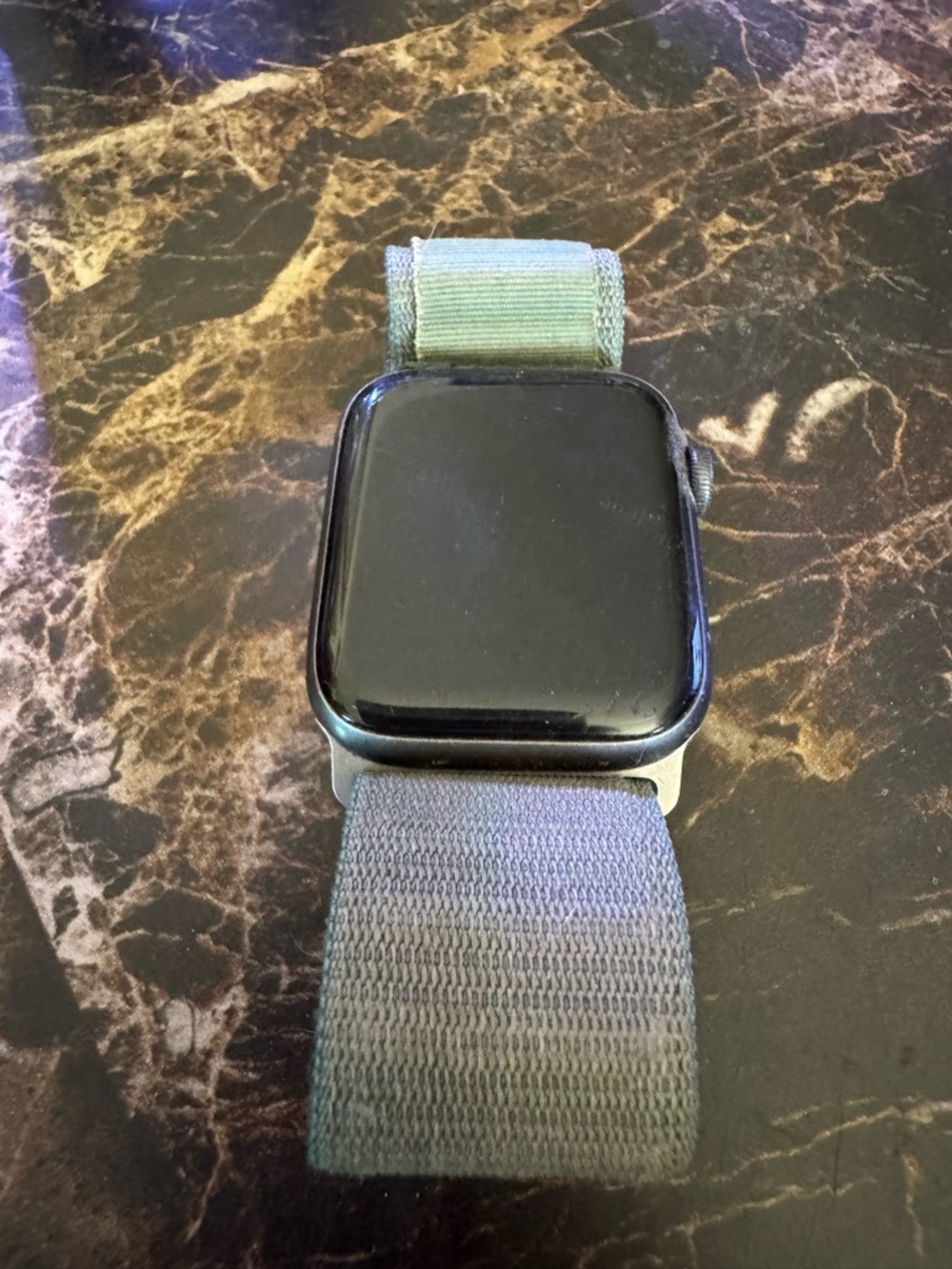 Apple Watch 5 with Green Nylon Loop Band